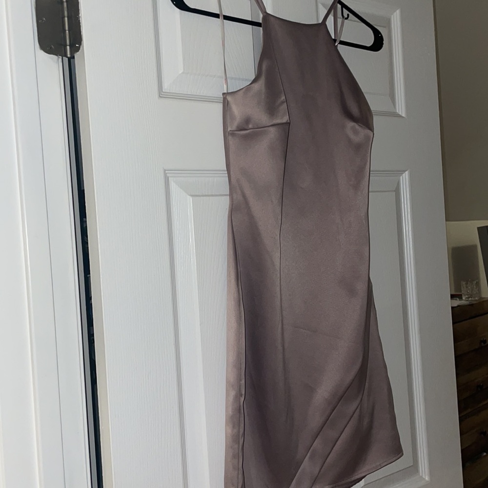 A’Gaci silk lilac asymmetrical bodycon dress